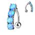 Piercing nombril  Vertical opale bleu en acier chirurgical 316L