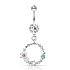 Piercing nombril jeweled set double volet avec des fleurs et pierre opalite circulaire set dangle - clair