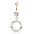 Piercing nombril jeweled set double volet avec des fleurs et pierre opalite circulaire set dangle - Rose Gold/clair