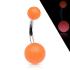 Piercing nombril  acrylique phosphorescent orange en acier chirurgical 316L