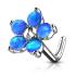 Piercing nez fleur avec 5 pétales opale en acier chirurgical 316L - Opal bleu