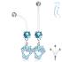 Piercing nombril jeweled set double broche ronde cz avec coeur pieds bébé grossesse dangle bioflex - Aqua
