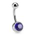 Piercing nombril  boule gem bleu  - Taille 1,6x11mm