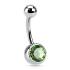 Piercing nombril  boule gem vert - Taille 1,6x10mm