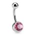 Piercing nombril  boule gem rose - Taille 1,6x10mm