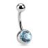 Piercing nombril  boule gem aqua  - Taille 1,6x11mm