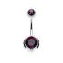 Piercing nombril  boule double gem violet  - taille 1,6x11mm