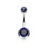 Piercing nombril  boule double gem bleu  - taille 1,6x11mm