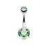 Piercing nombril  boule double gem vert - taille 1,6x12mm