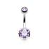 Piercing nombril  boule double gem violet clair  - taille 1,6x11mm