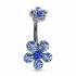 Piercing nombril  fleur gems bleu en acier chirurgical 316L