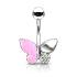 Piercing nombril Papillon avec ailes de paillettes opale et cristaux - rose