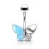 Piercing nombril Papillon avec ailes de paillettes opale et cristaux - Aqua