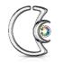 Piercing anneau pour cartilage croissant de lune avec cristal en acier chirurgical 316L - Aurora Borealis