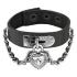Bracelet de cuir noir avec chaîne liée CZ Coeur  