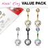 Pack de 5 piercing nombril ip jeweled plus plaqué acier inoxydable 316L 