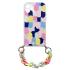 Color Chain Coque Gel Housse élastique souple avec pendentif chaîne pour iPhone 12 multicolore