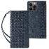 Magnet Strap Coque pour iPhone 14 Flip Wallet Mini Lanyard Stand Bleu