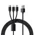 VEGER câble 3in1 USB à Type C + Apple Lightning 8-pin + Micro 2A V303 1,2m noir